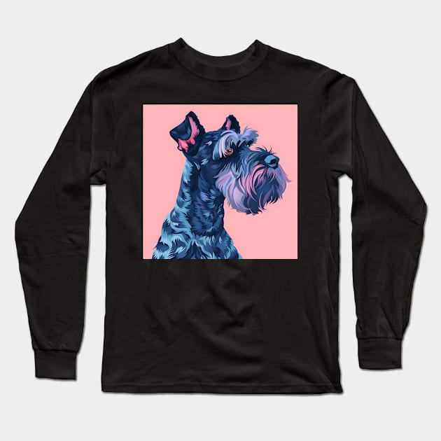 70s Kerry Blue Terrier Vibes: Pastel Pup Parade Long Sleeve T-Shirt by NatashaCuteShop